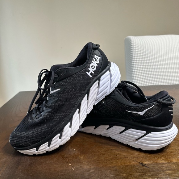 Hoka Shoes - Hoka Black and White Gaviota 4 Athletic Sneakers